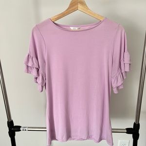 Ruffle sleeve lilac t shirt blouse